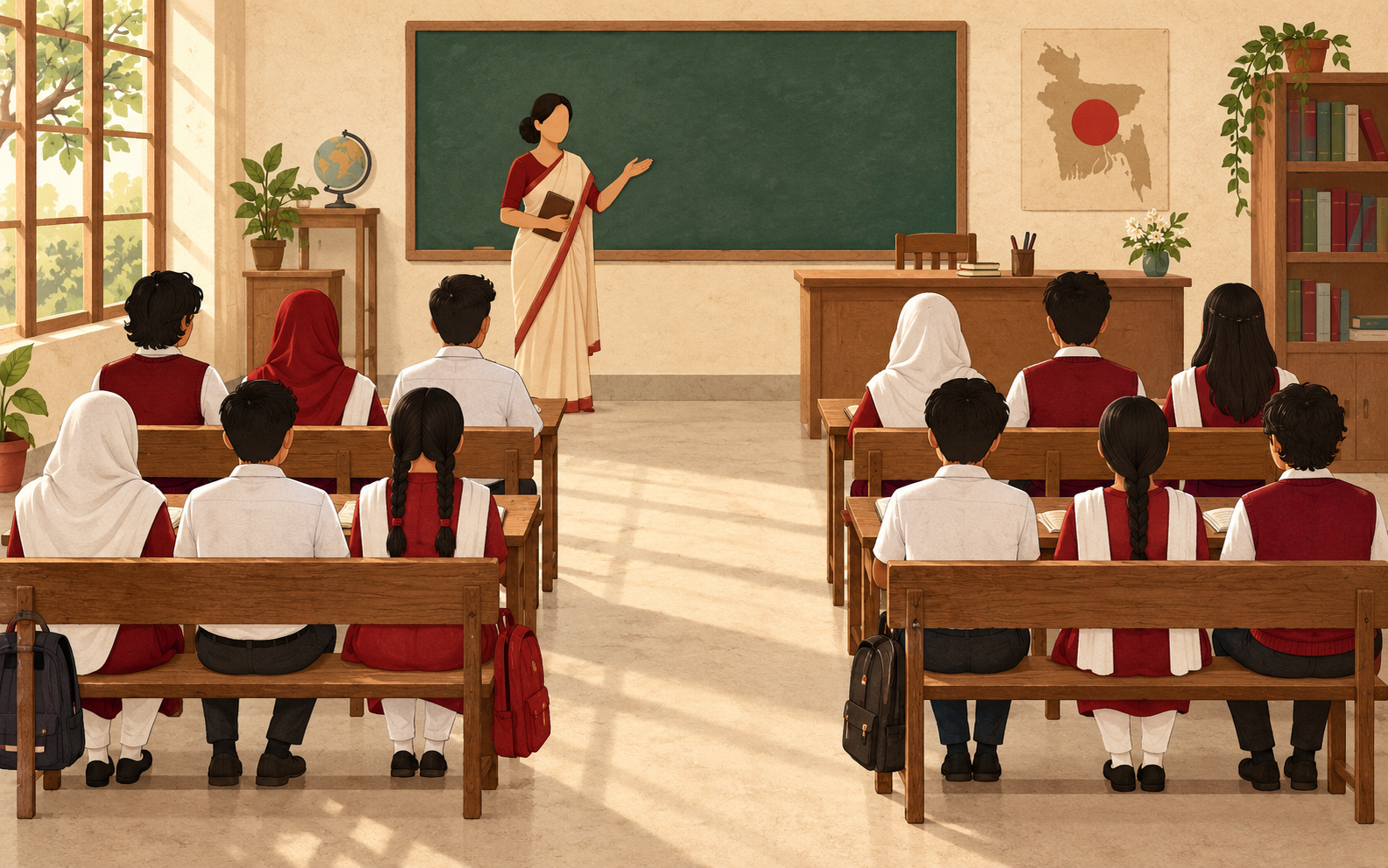 Classroom seen from the students' side